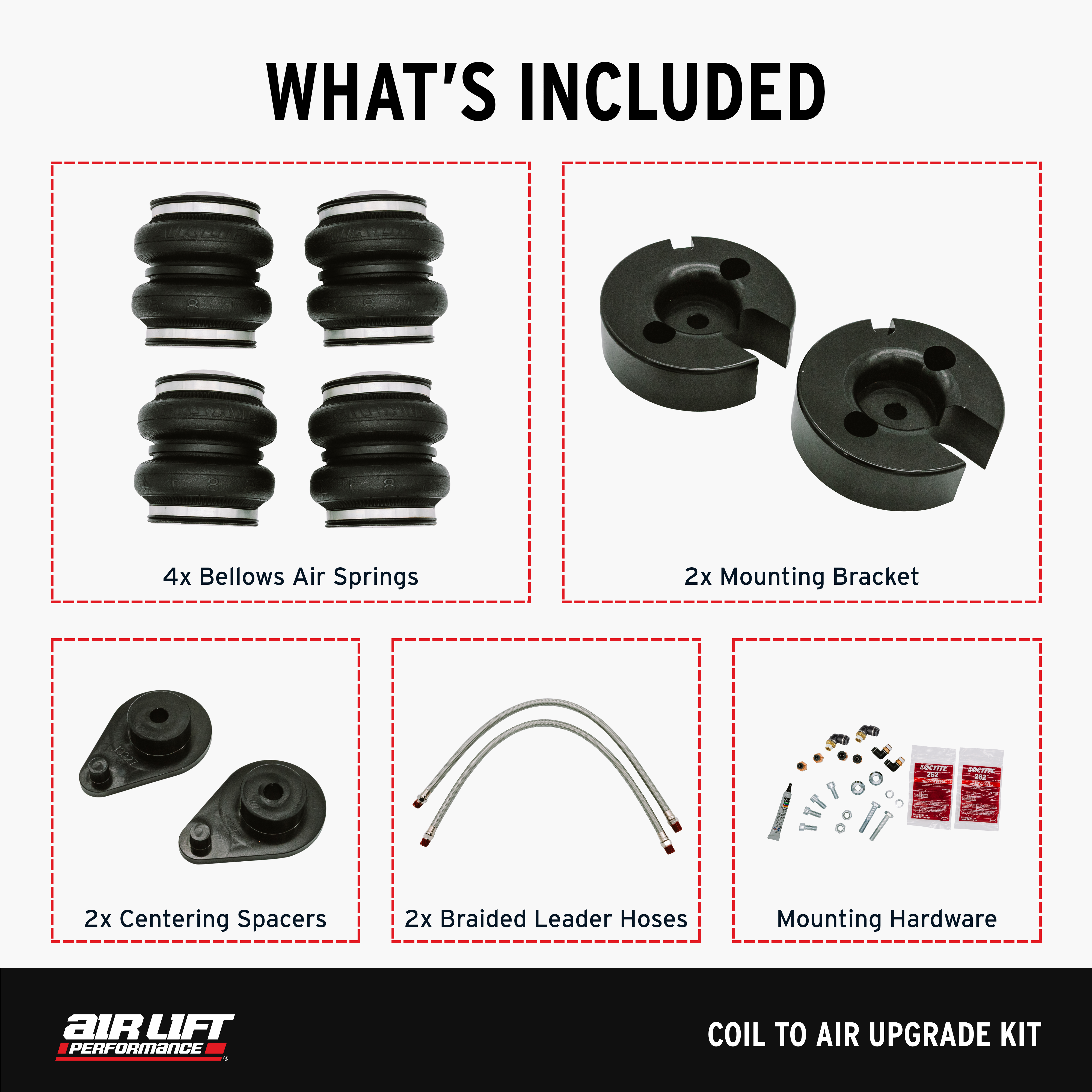 Air Lift Performance 83008 Air Lift Performance Coil To Air Upgrade Kit For Front And Rear